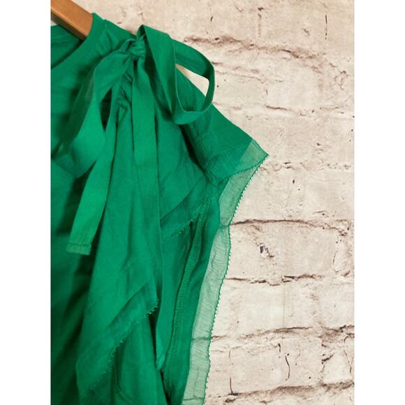 Hoss Intropia Dress Womens Medium Kelly Green Asymmetric Sleeve Bow Tie Stretch - Picture 4 of 16